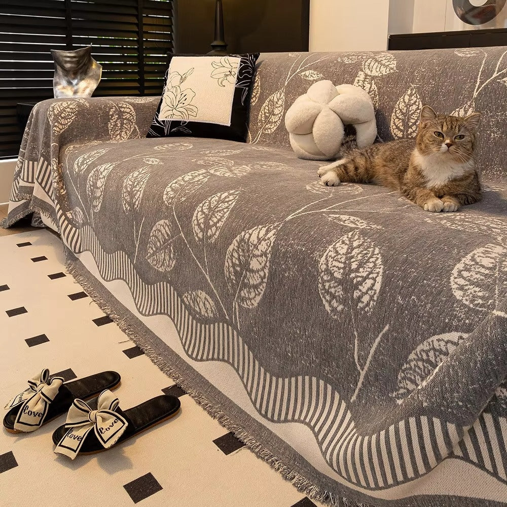 BowLift | Classic Chenille Leaf Sofa Cover