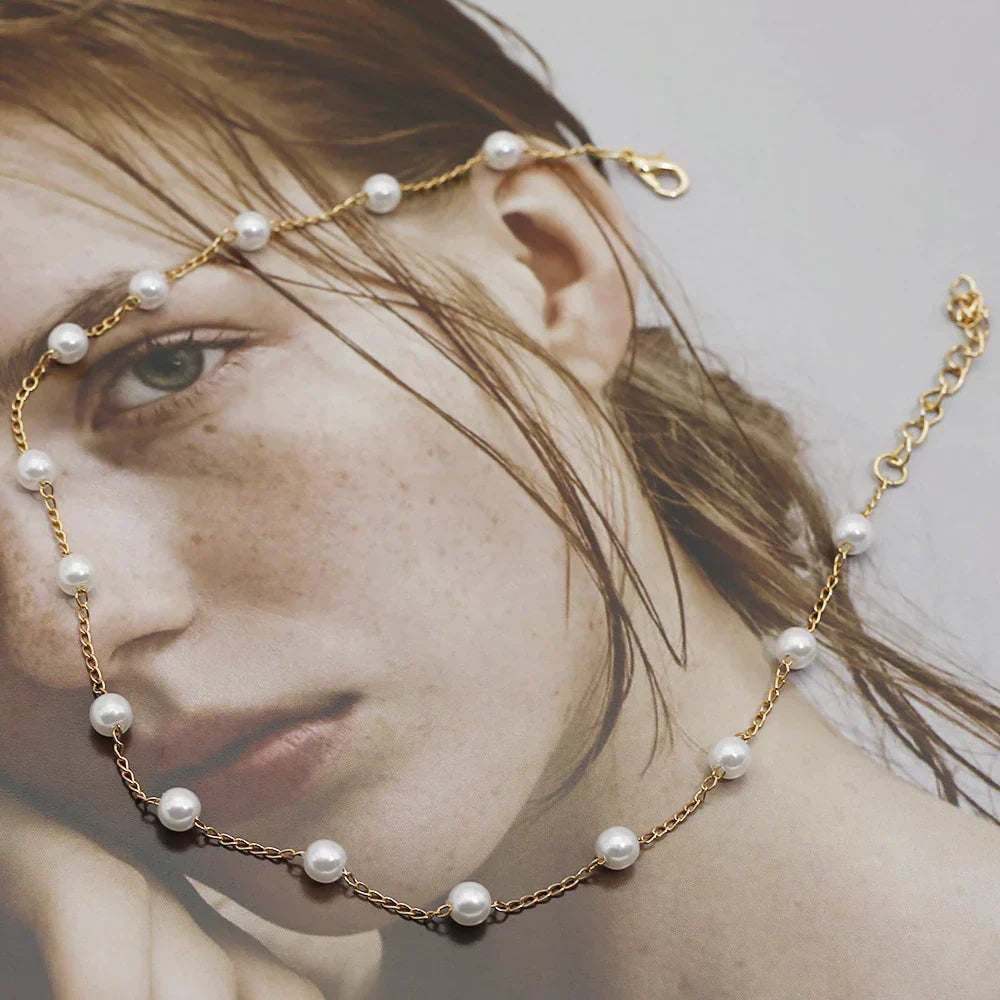 Luxury Golden Pearl Necklace - Marilena Elegance Bowlift