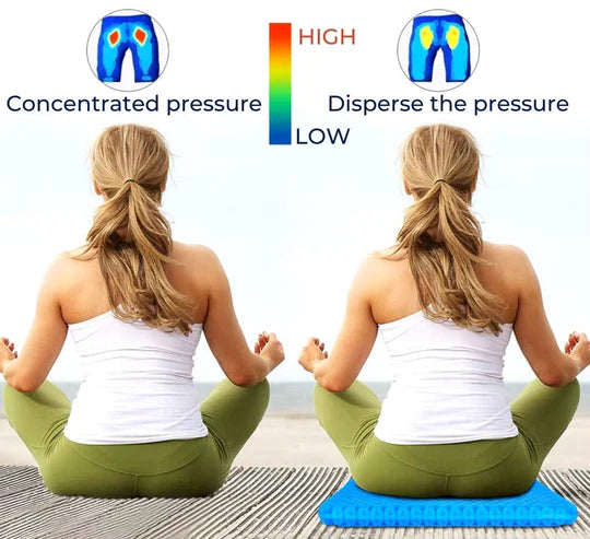 DrukVrij Orthopedic Gel Seat Cushion – Breathable Honeycomb Design for Coccyx and Back Pain Relief | Bowlift