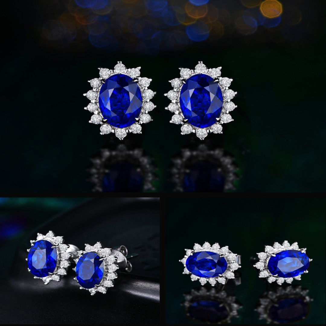 BowLift | Eastern Aura Oval Blue Gem Earring