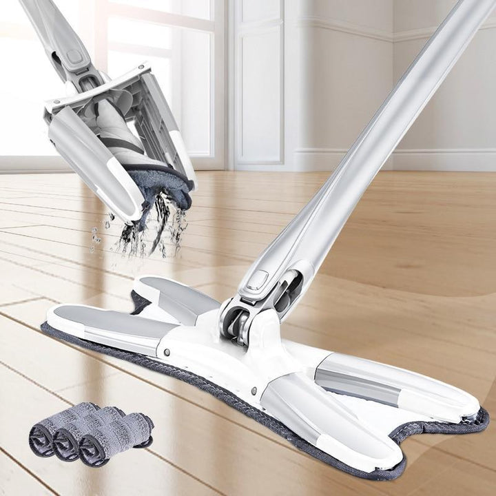BowLift | Congis X type Microfiber floor mop with 3pcs mop cloth replace Hand free wash flat mop Manual Extrusion Household Cleaning Tools