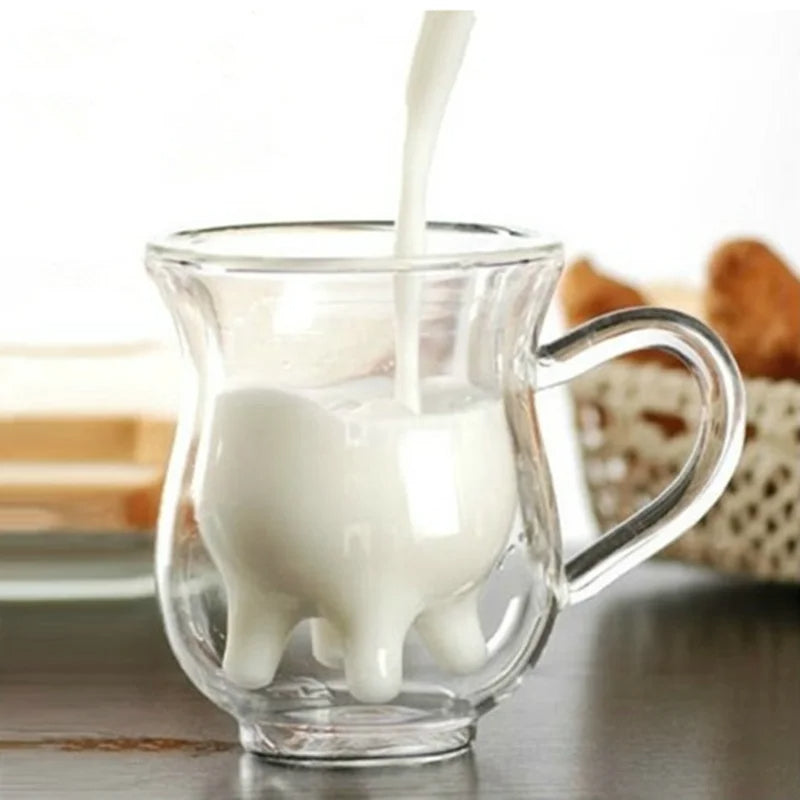 BowLift | Cow Double Layer Glass Mug