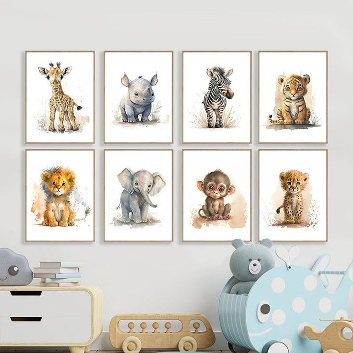 BowLift | WildWhimsy – Set of 8 Cute Animal Posters for Lively Spaces