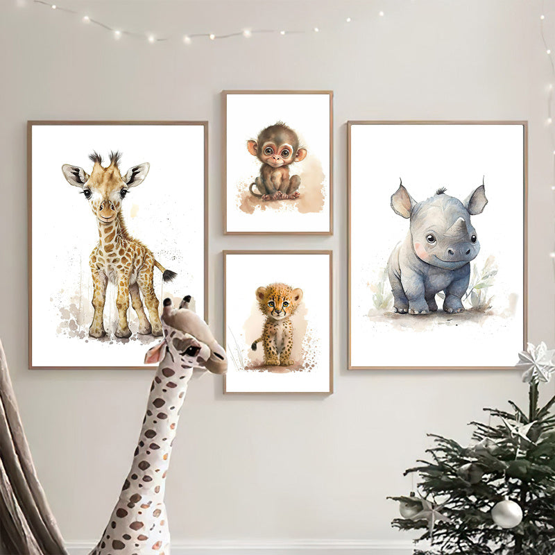 BowLift | WildWhimsy – Set of 8 Cute Animal Posters for Lively Spaces