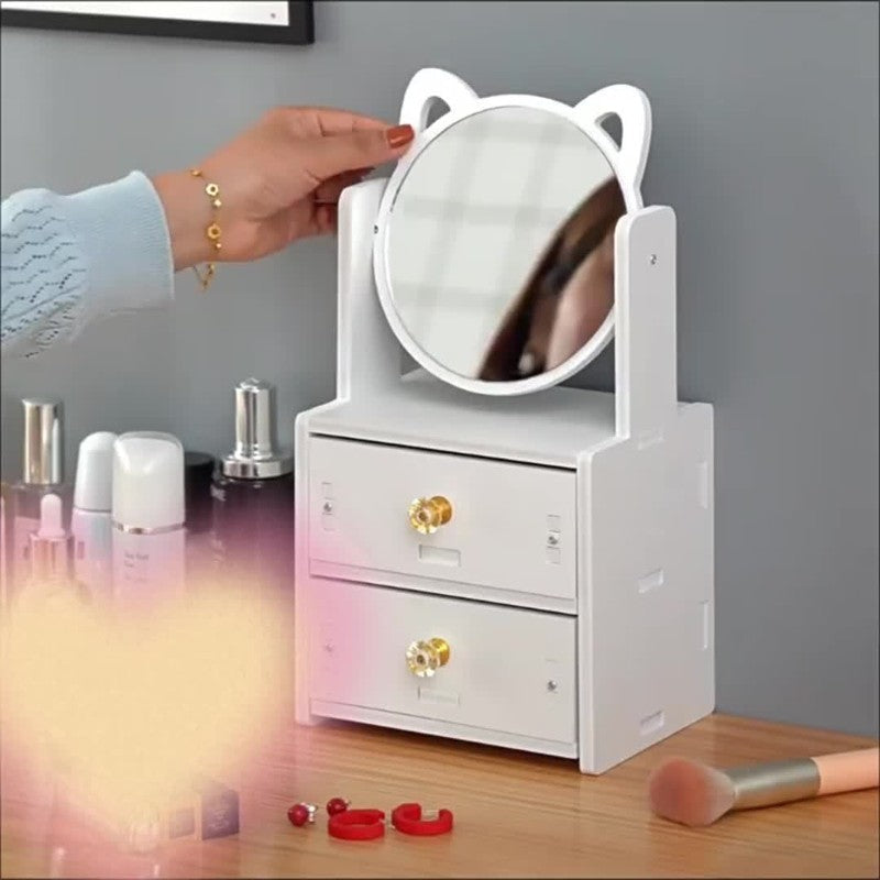BowLift | MeowGlow - Cat Ear Makeup Mirror with Storage