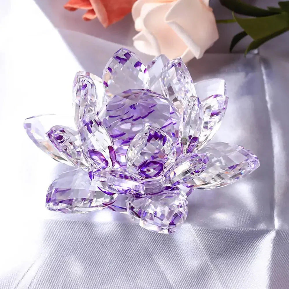 BowLift | Crystal Lotus Flower Figurine Home Wedding Decoration Glass Art Collection Paperweight Office Table Ornaments Souvenir Gifts