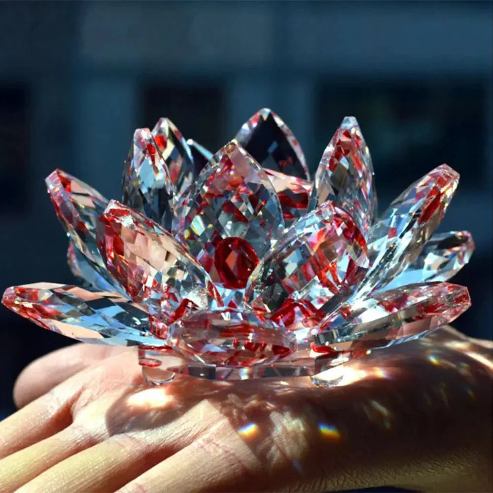 BowLift | Crystal Lotus Flower Figurine Home Wedding Decoration Glass Art Collection Paperweight Office Table Ornaments Souvenir Gifts