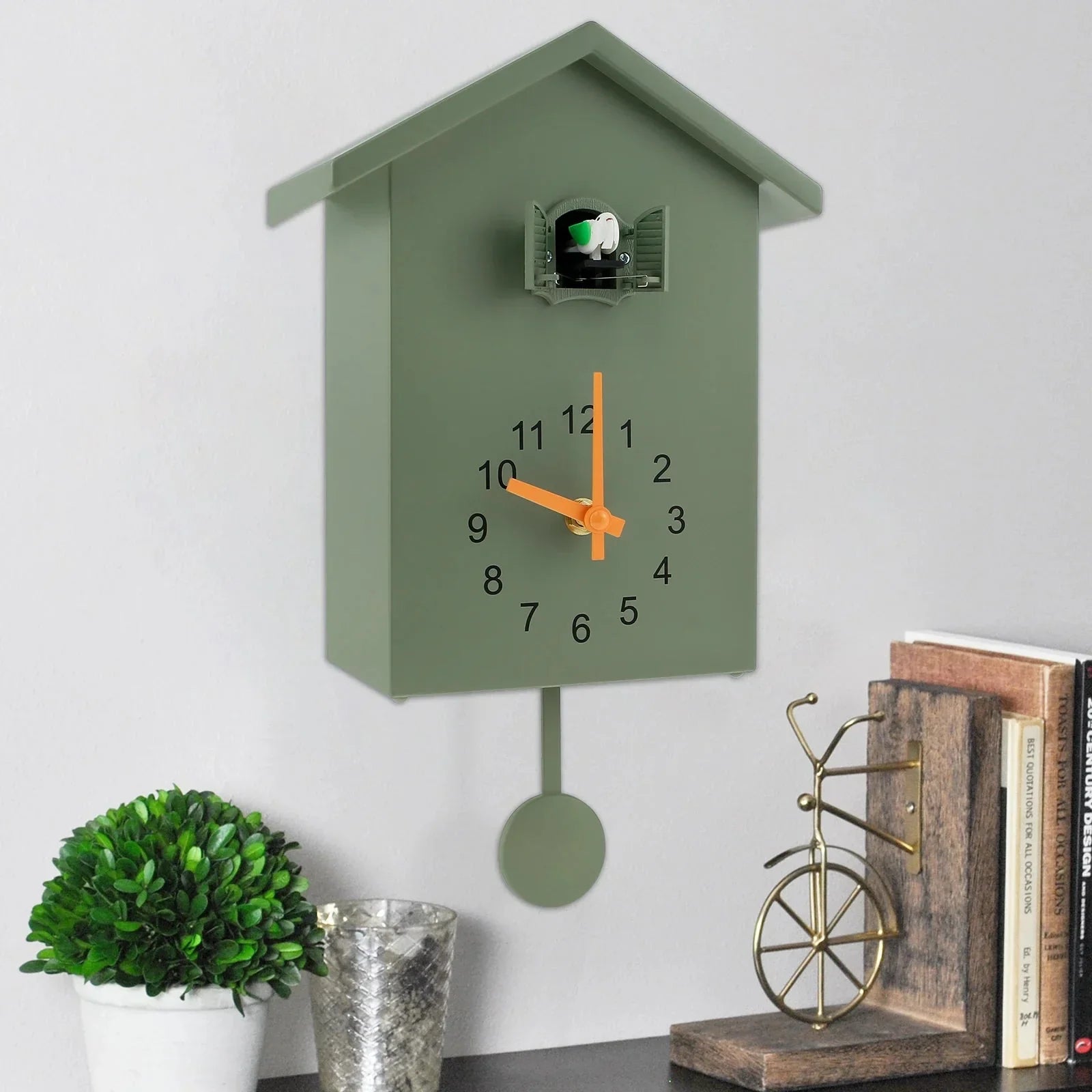 BowLift | Cuckoo Clock Cuckoo Sound Clock with Pendulum Delicate Cuckoo Clock Bird Battery Operated Cuckoo Wall Clock for Living Room Decor