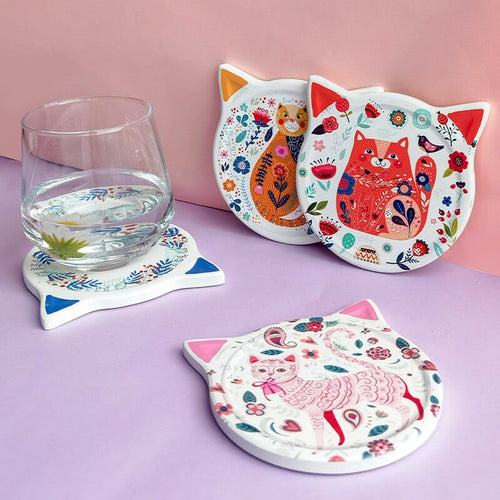 Cute Cat-Shaped Coasters (4 pcs) Bowlift