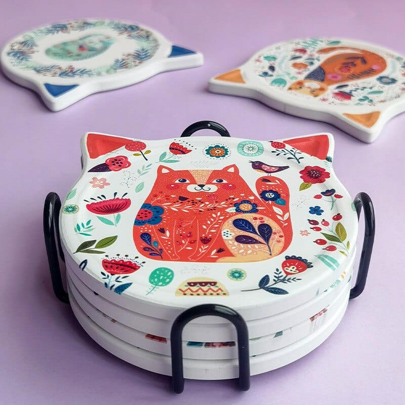 Cute Cat-Shaped Coasters (4 pcs) Bowlift