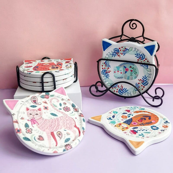 Cute Cat-Shaped Coasters (4 pcs) Bowlift
