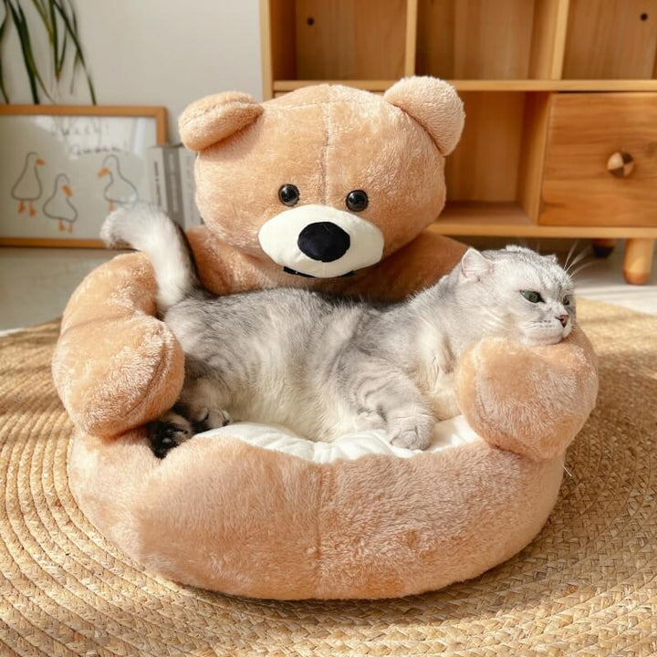 BowLift | Pet Bed Plush Bear Cuddle-Style Nest