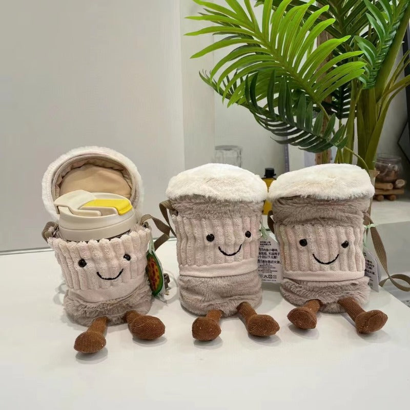 BowLift | Cute Happy Coffee Mug Holder Plush Bag