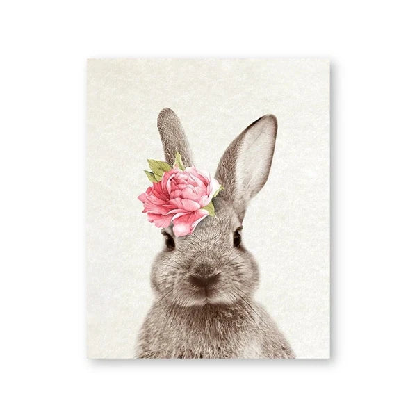 Cute Bunny Rabbit Photoshoot Poster Wall Art Fine Art Canvas Prints Baby Animal Pictures For Nursery Room Children's Room Wall Decor | Bowlift