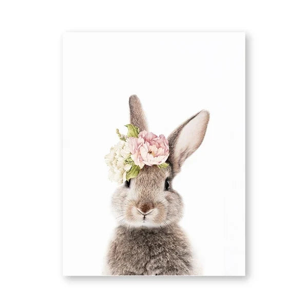 Cute Bunny Rabbit Photoshoot Poster Wall Art Fine Art Canvas Prints Baby Animal Pictures For Nursery Room Children's Room Wall Decor | Bowlift