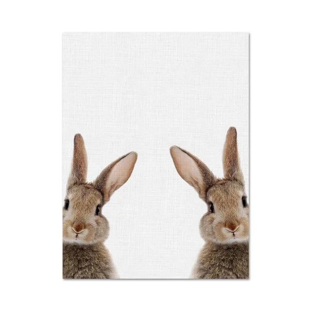 Cute Bunny Rabbit Photoshoot Poster Wall Art Fine Art Canvas Prints Baby Animal Pictures For Nursery Room Children's Room Wall Decor | Bowlift