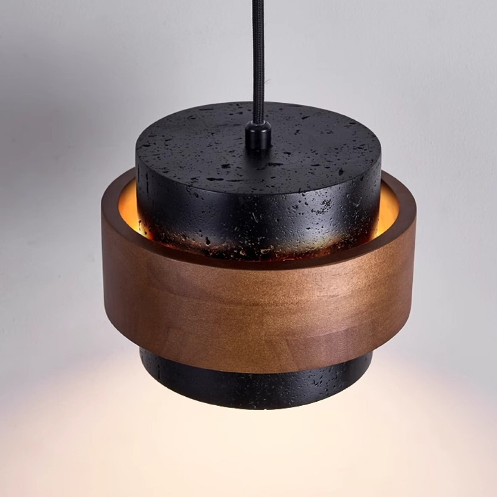 BowLift | Black Hanging Lamp Travertine with Adjustable Height – Modern Lamp for Living Room and Dining Room above Table