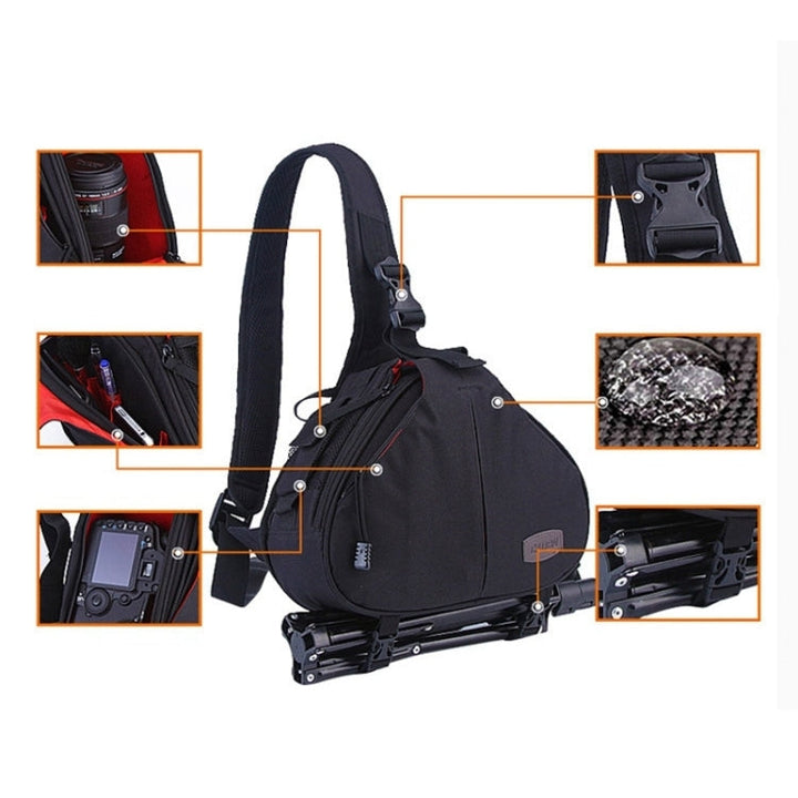 BowLift | CADEN Triangle Tscope Sling Shoulder Cross Digital Camera Bags Case Soft Bag with Rain Cover for Canon Nikon Sony K1, Size: 36*31*15cm (Army Green)