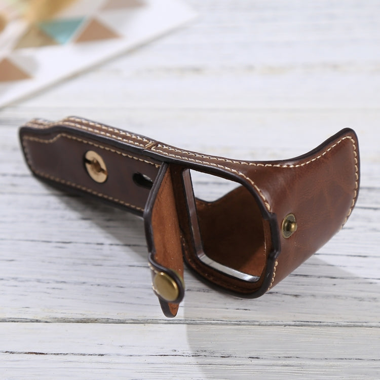 BowLift | 1/4 inch Thread PU Leather Camera Half Case Base for Sony Alpha 6100 / A6100 (Coffee)