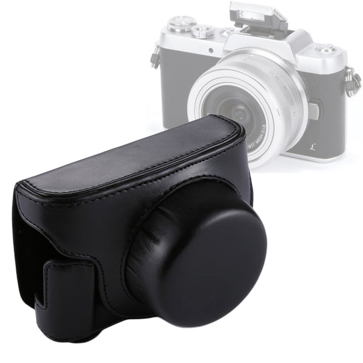 BowLift | Full Body Camera PU Leather Camera Bag with Strap for Panasonic Lumix GF7 / GF8 / GF9 (12-32mm / 14-42mm Lens)(Black)