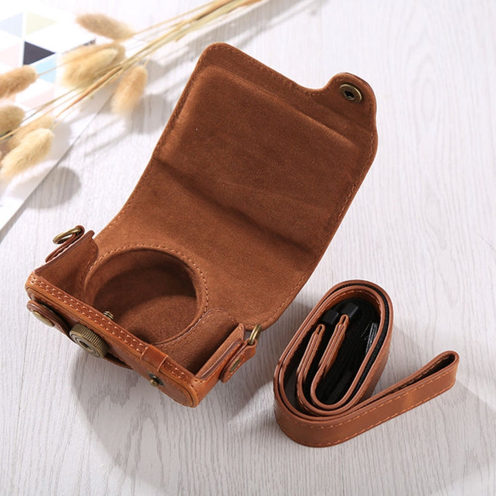 BowLift | Full body bag made of PU leather with shoulder strap for Canon G9X / G9X II (Brown)