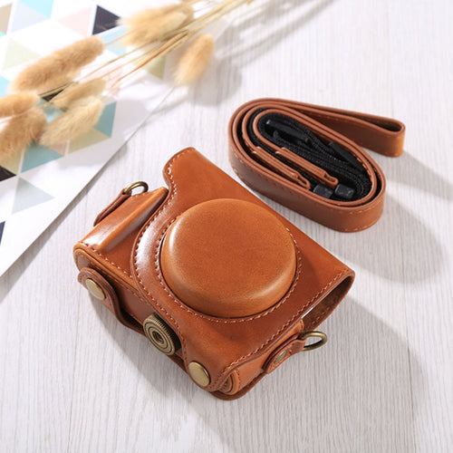 BowLift | Full body bag made of PU leather with shoulder strap for Canon G9X / G9X II (Brown)