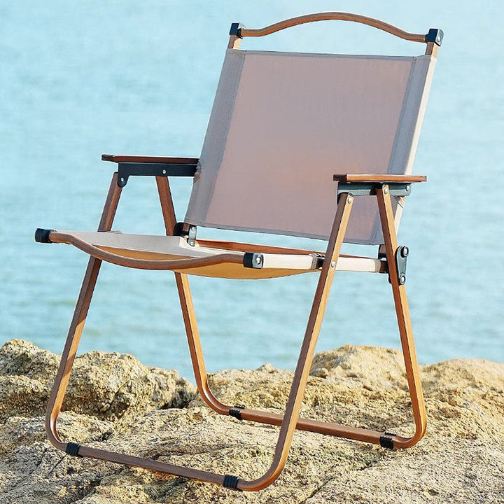 Modern Minimalist Rectangle Beech Wood Carbon Steel Oxford Fabric Outdoor Foldable Camping Chair Backrest Armrest For Garden | Bowlift