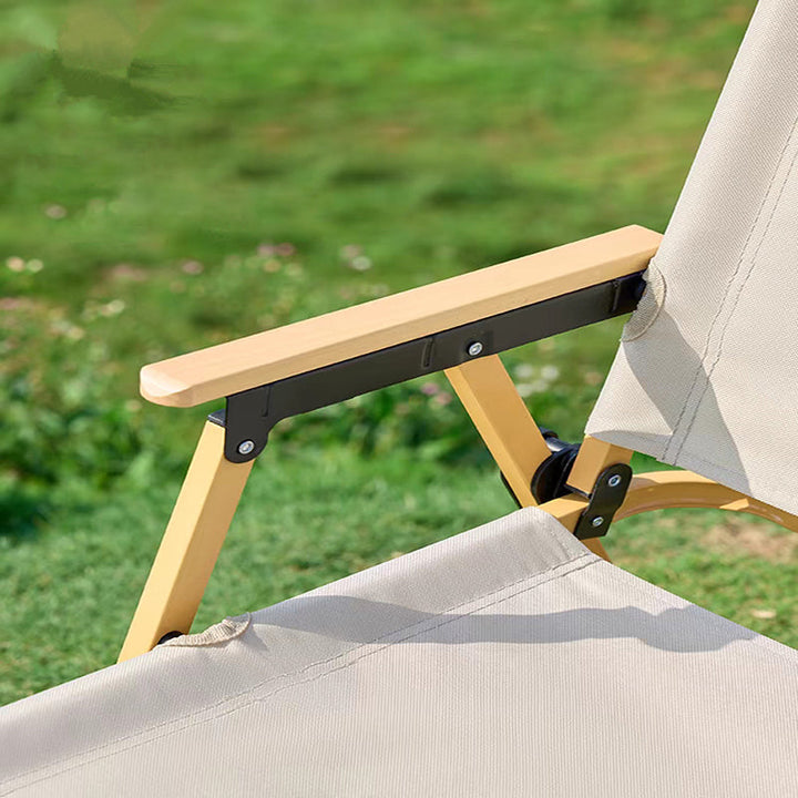 Modern Minimalist Rectangle Beech Wood Carbon Steel Oxford Fabric Outdoor Foldable Camping Chair Backrest Armrest For Garden | Bowlift