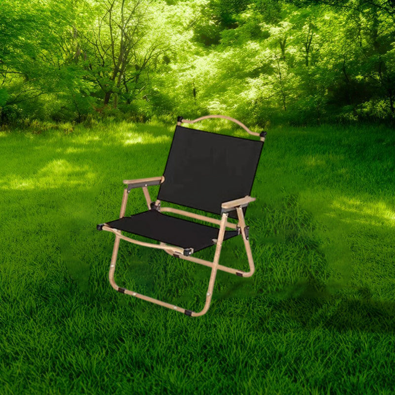 Modern Minimalist Rectangle Beech Wood Carbon Steel Oxford Fabric Outdoor Foldable Camping Chair Backrest Armrest For Garden | Bowlift