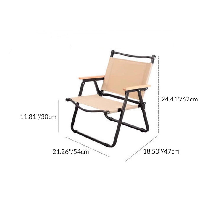Modern Minimalist Rectangle Beech Wood Carbon Steel Oxford Fabric Outdoor Foldable Camping Chair Backrest Armrest For Garden | Bowlift