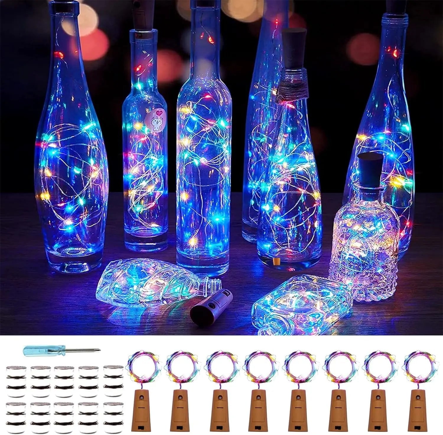 BowLift | DIY Bottle Light with Cork – 20 LED Light Chain for Bottles in Warm White