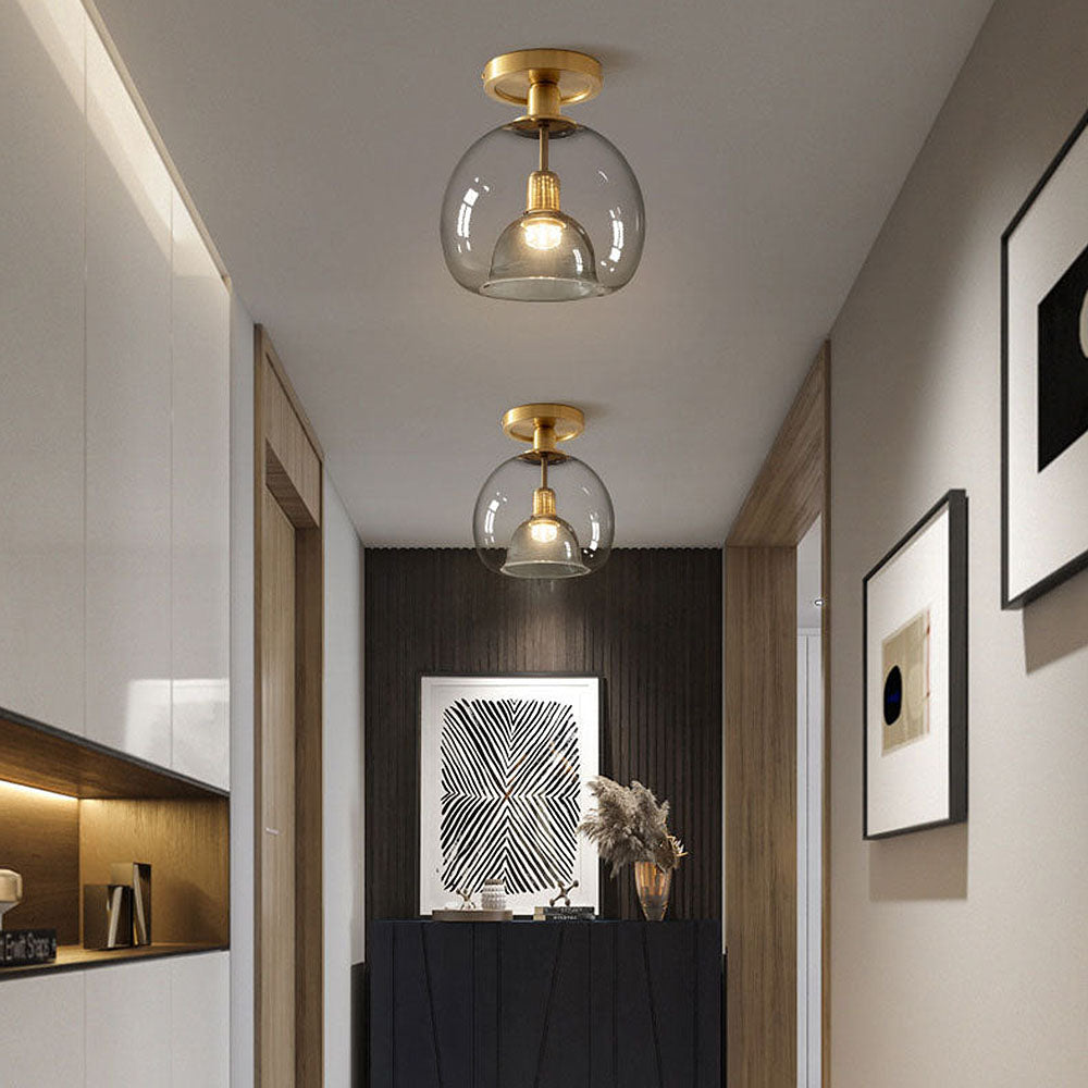 BowLift | Modern Grey Glass Ceiling Light Fixture for Hallway & Entryway Lighting