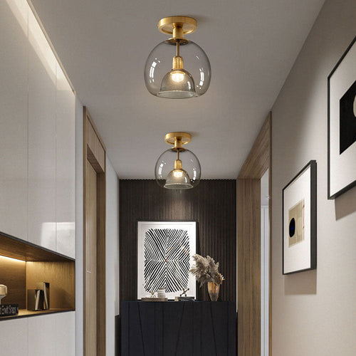 BowLift | Modern Grey Glass Ceiling Light Fixture for Hallway & Entryway Lighting