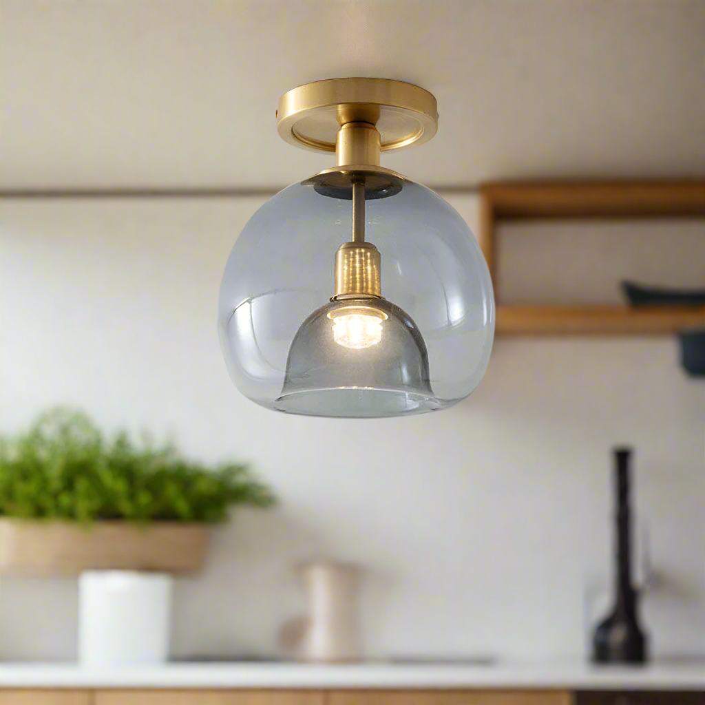 BowLift | Modern Grey Glass Ceiling Light Fixture for Hallway & Entryway Lighting