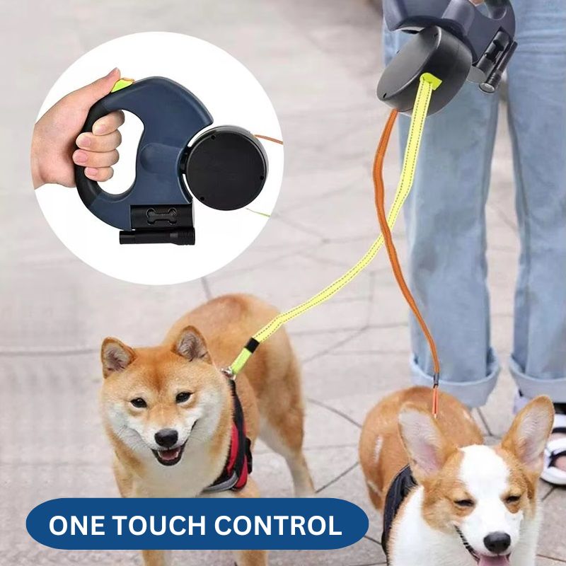 BowLift | 10FT Dual Retractable Dog Leash with Built-In Flashlight & Waste Bag Holder