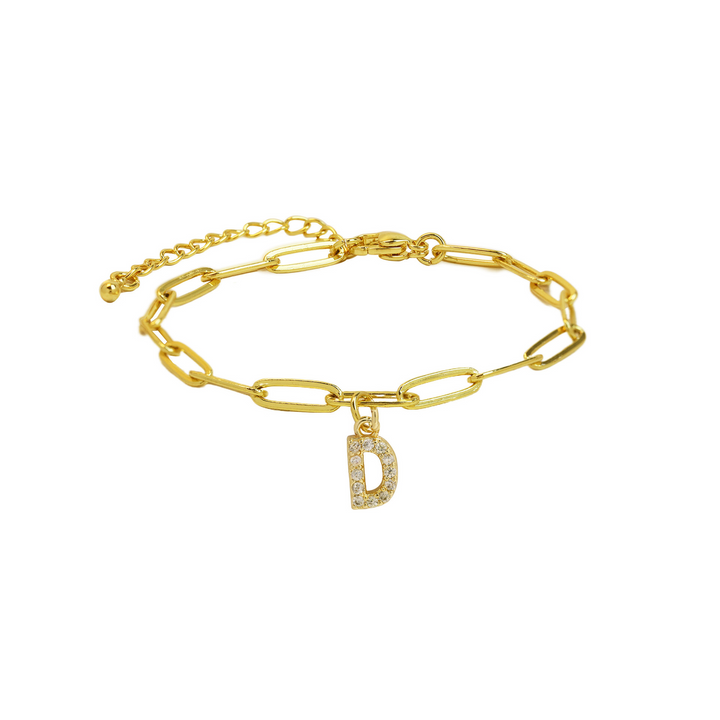 BowLift | Dainty Paperclip Letter Initial Bracelet