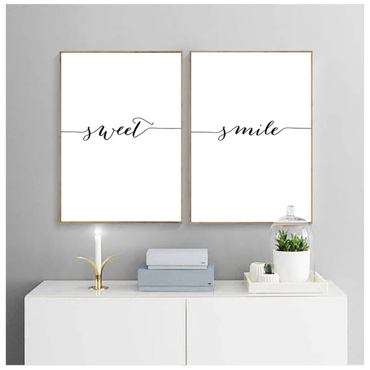 Daily Inspiration Words Wall Art Fine Art Canvas Prints Love Smile Sweet Dreams Quotations Posters Black White Pictures For Living Room Bedroom Art Decor | Bowlift
