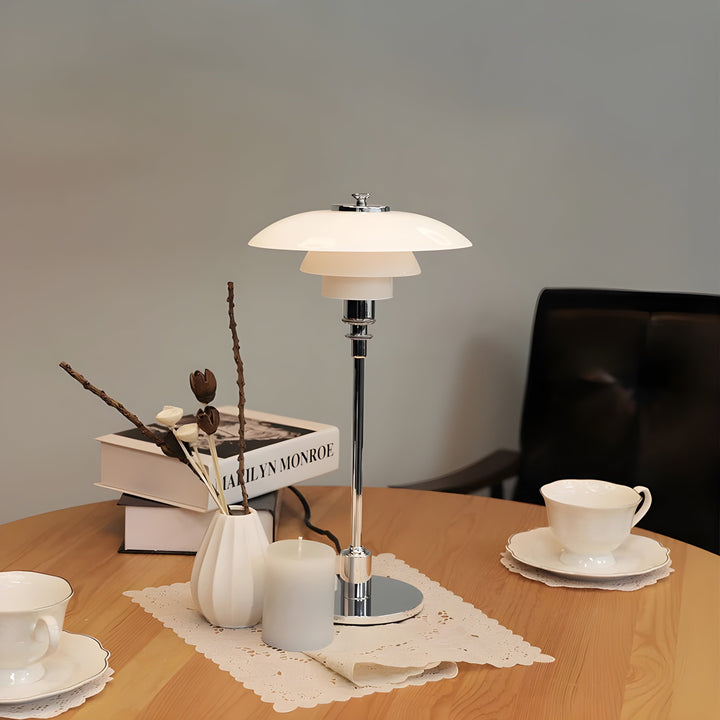 BowLift | NordiGlow LED Table Lamp – Elegant glass design in Nordic style, dimmable lighting for office, living room or bedroom