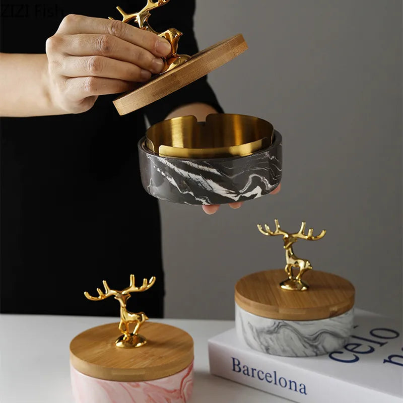 HertGlow Ceramic Ashtray – Stylish deer design for desk and living room | Bowlift