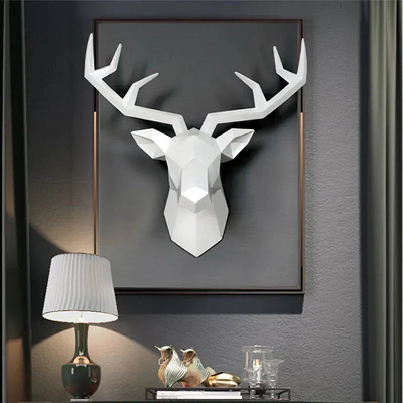 BowLift | Deer Head Sculpture Animal Statue Figures Wall Hanging Creative Moose Art Antlers Statuette for Office Decor Wall Mounting