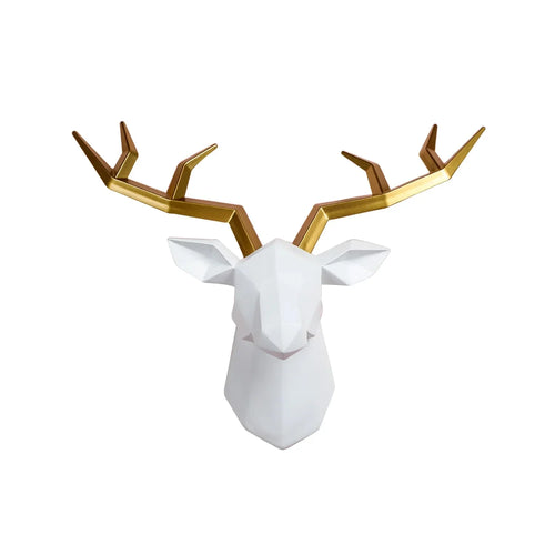 BowLift | Deer Head Sculpture Animal Statue Figures Wall Hanging Creative Moose Art Antlers Statuette for Office Decor Wall Mounting