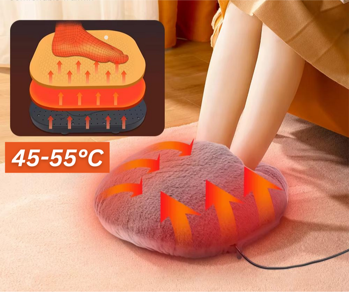 Fluffy heated foot warmers | Cozy heated foot cushion | Bowlift