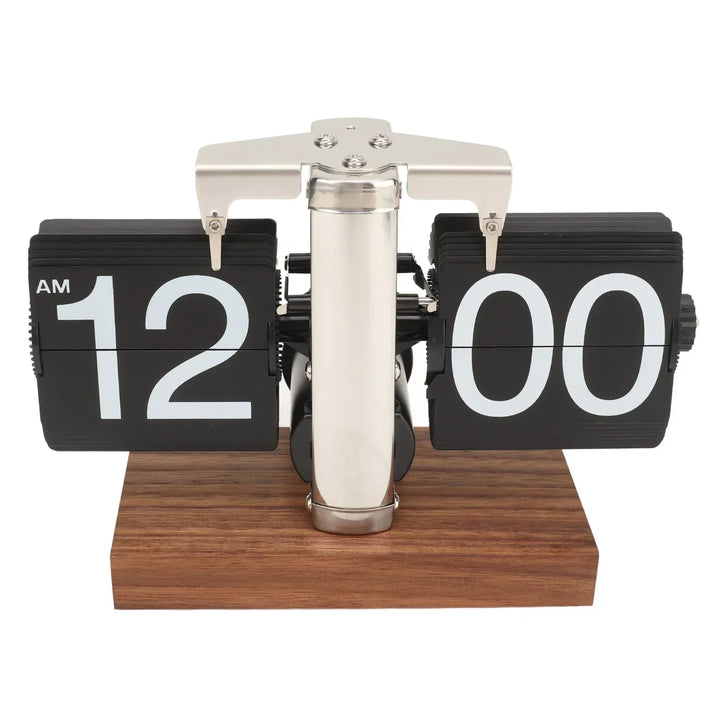BowLift | Silvara – Vintage Flip Down Clock in Walnut Wood | Retro Mechanical Design