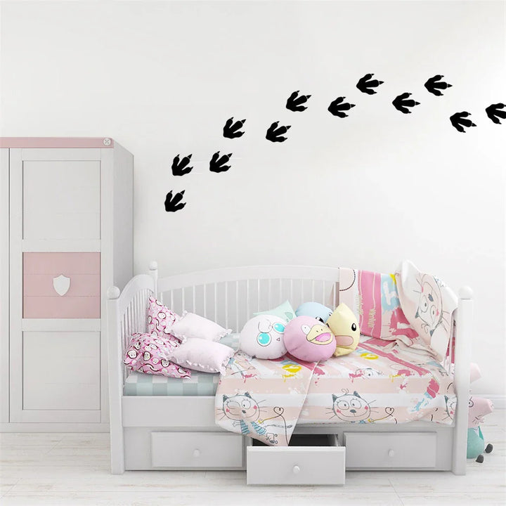 Dino Footprints Wall Decals Set of 27Pcs Vinyl PVC Wall Stickers For Kids Room Removable Peel N Stick Decals For Children's Bedroom Wall Creative DIY Home Decor | Bowlift