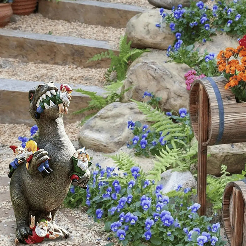 BowLift | Dinosaur Garden Figurine – Funny & Unique Gnome Eater