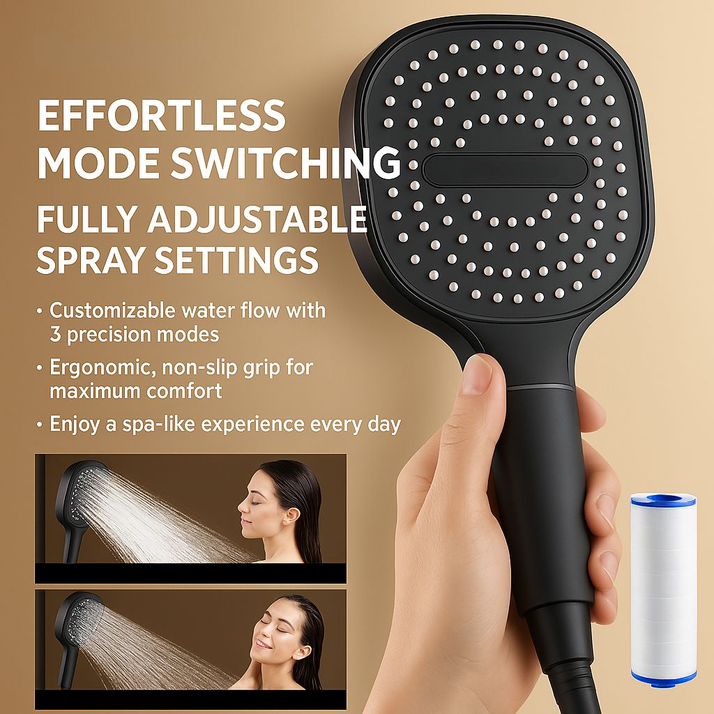 BowLift | High-Pressure Shower Head | Turbo-Boost Technology & Advanced Filtration for Healthier Skin and Hair