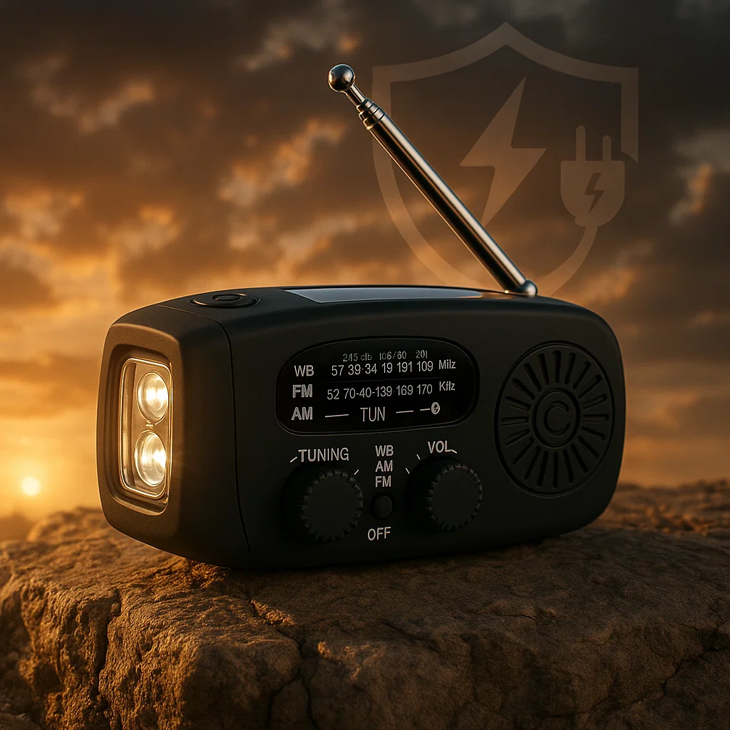 BowLift | Portable Wind-Up Radio | AM/FM, Weather Broadcasts & Built-In Power Bank for Emergency Preparedness