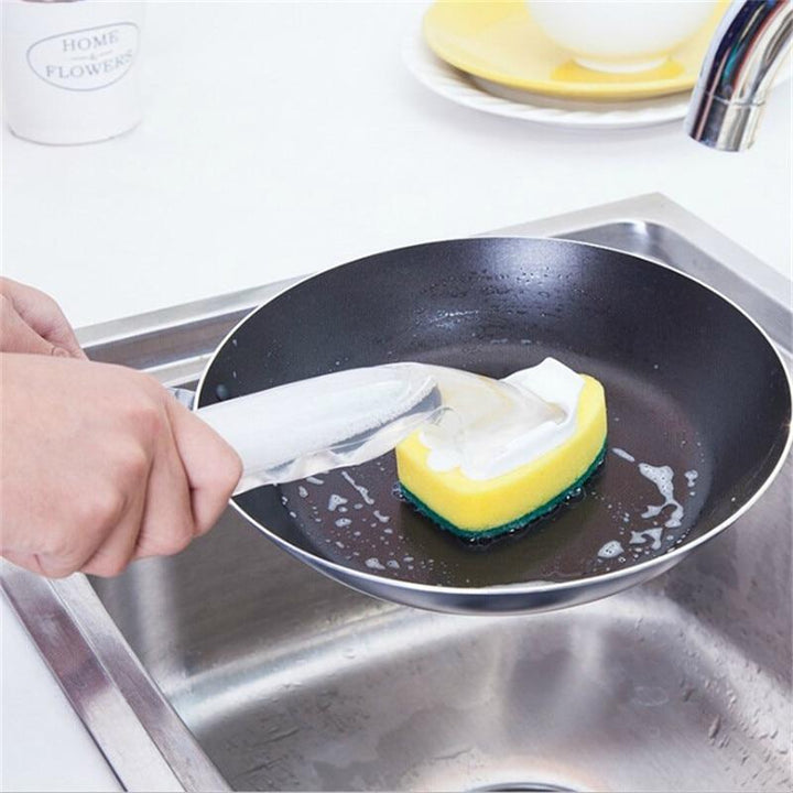 BowLift | Dish Washing Tool Cleaning Brush Soap Dispenser Handle Refillable Bowls Cleaning Sponge Brush For Kitchen Organizer Accessories