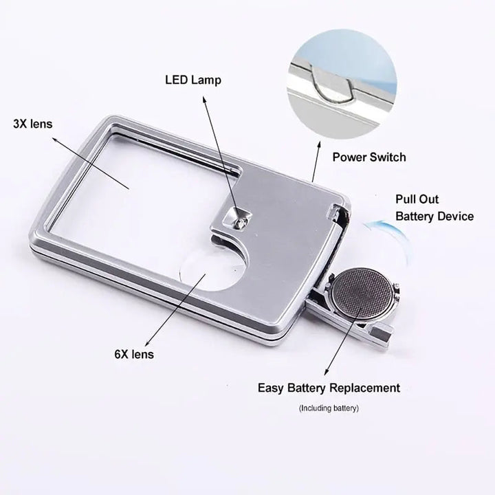 BowLift | Double Lens Magnifier with LED Lighting – Compact and Pocket-Friendly