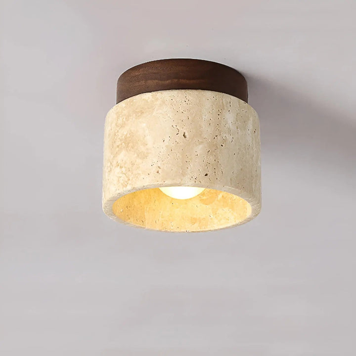 Rustic Travertine Ceiling Lamp - TravaGlow | Bowlift